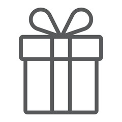 Gift box line icon, present and holiday, package sign vector graphics, a linear pattern on a white background, eps 10.