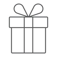 Gift box thin line icon, present and holiday, package sign vector graphics, a linear pattern on a white background, eps 10.