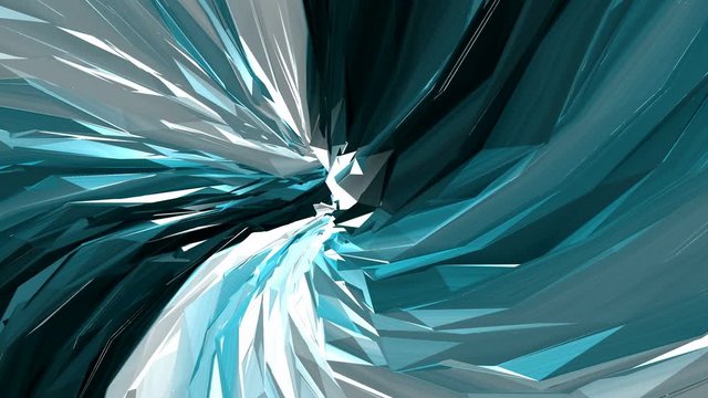 Twisted geometry triangle shapes animation. Abstract background.
