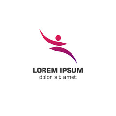 Abstract people arrow. Vector logo template