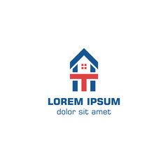 Technology home,T home, techno house. Vector logo template