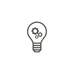 Idea icon. Light lamp bulb with cogwheel gear symbols vector