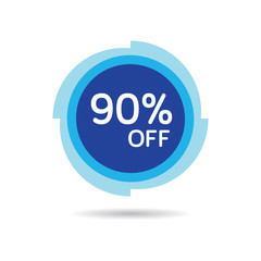 90% OFF Discount Sticker. Sale Blue Tag Isolated Vector Illustration. Discount Offer Price Label, Vector Price Discount Symbol.
