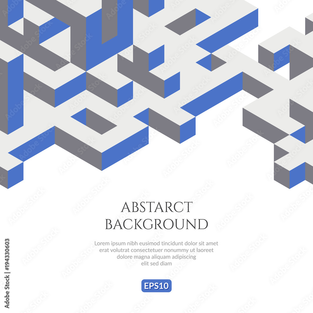 Poster abstact background in isometric style. the illusion of a three-dimensional image.