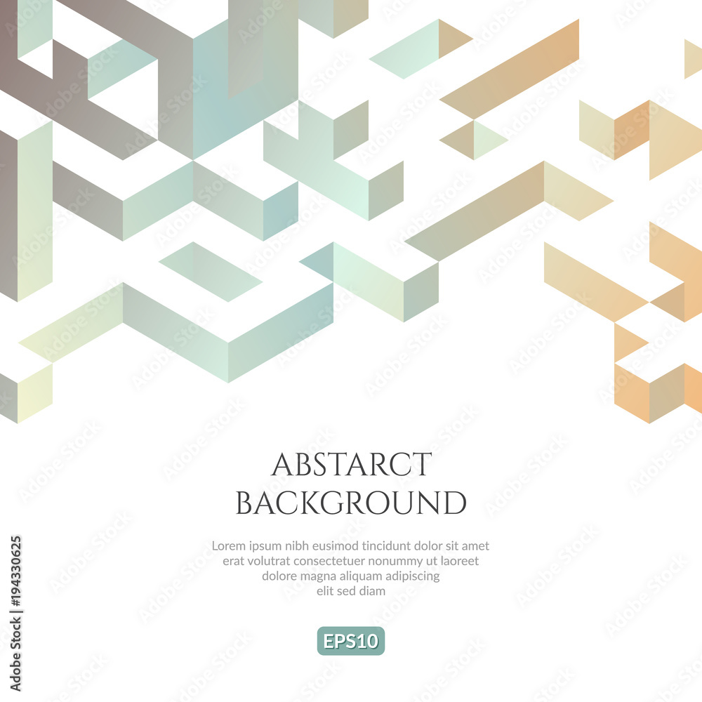 Poster abstact background in isometric style. the illusion of a three-dimensional image.