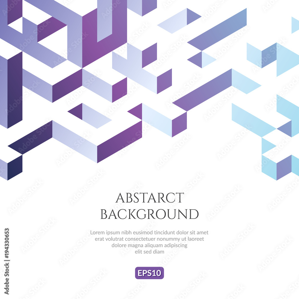 Poster Abstact background in isometric style. The illusion of a three-dimensional image.
