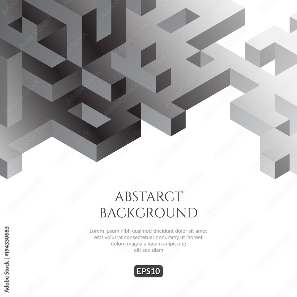 Poster abstact background in isometric style. the illusion of a three-dimensional image.