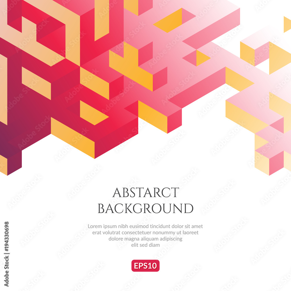 Poster Abstact background in isometric style. The illusion of a three-dimensional image.