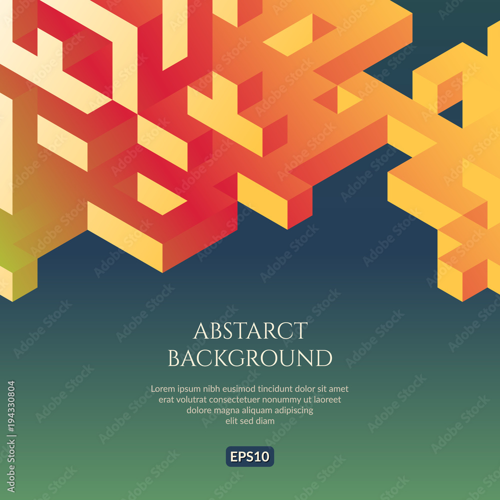 Poster abstact background in isometric style. the illusion of a three-dimensional image.