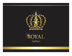 Gold crown. Luxury label, emblem or packing. Logo design.
