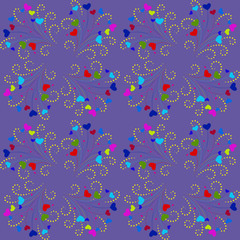 Seamless vector pattern. Colorful hearts for Valentine's day.