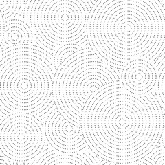 Vector seamless geometric pattern. Black dots arranged in a circle on a white background.