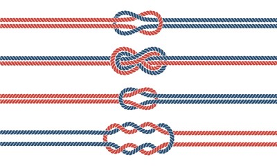 Sailor knot and rope dividers and borders set - obrazy, fototapety, plakaty