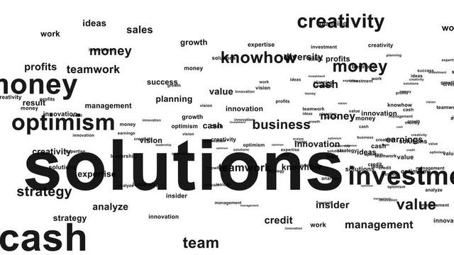 animated tag cloud - black word cloud (business branch) white background