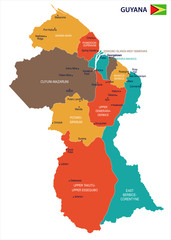 Guyana - map and flag Detailed Vector Illustration