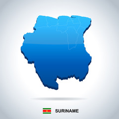 Suriname - map and flag - Detailed Vector Illustration