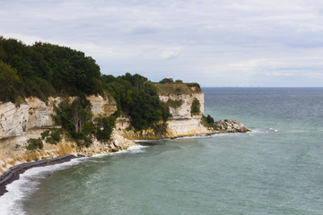 View of Stevns Kliff - a limestone cliffs in Denmark on Zealand island