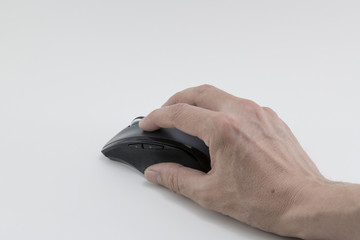 hand and computer mouse
