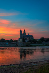 Fototapeta premium Magdeburg downtown at night, Germany
