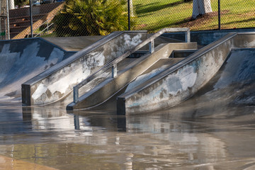 Grind Ramps and Rail from the Bowl after Rain