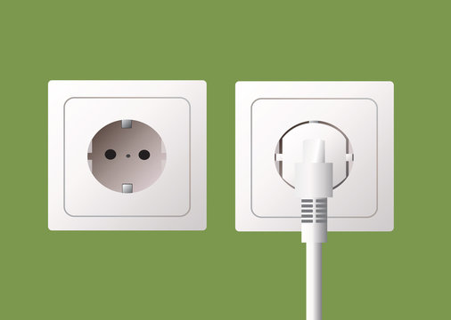 Wall socket and electric plug, vector