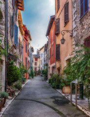 Narrow street in the old village France.
