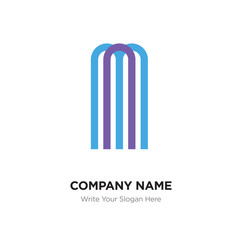 AM or MA Letter Logo with blue and purple line elements. Abstract geometric design, Elegant Alphabet logotype.