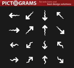 Arrows white icons set