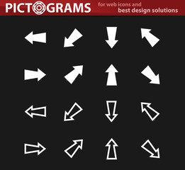 Arrows white icons set