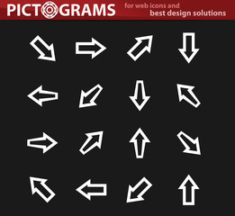 Arrows white icons set