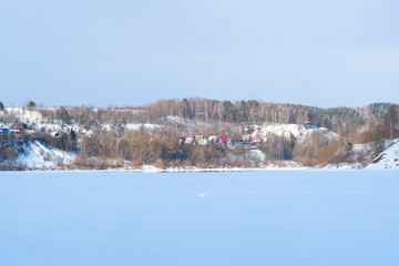Landscape with the image of winter wood
