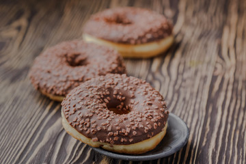 chocolate donut,traditional Polish donut,a donut for an old recipe,home donut