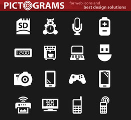 Home appliances white icons set