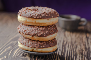 chocolate donut,traditional Polish donut,a donut for an old recipe,home donut