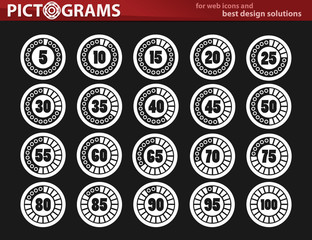 Loader timer white icons set