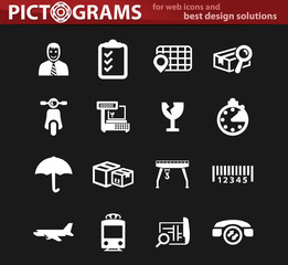 Logistic white icons set