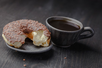 chocolate donut,traditional Polish donut,a donut for an old recipe,home donut