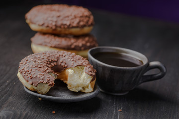 chocolate donut,traditional Polish donut,a donut for an old recipe,home donut