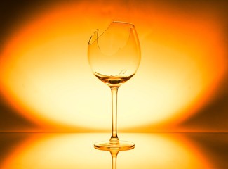 Broken glass in the color smoke