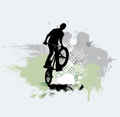 Naklejka na ściany i meble Silhouette of bicycle jumper