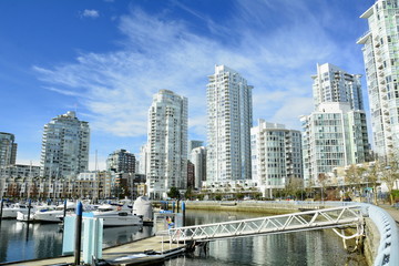 Fototapeta na wymiar High end luxury condominiums in the Yaletown district of Vancouver BC,Canada.