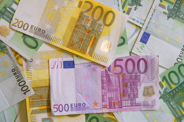 Paper euro money banknotes