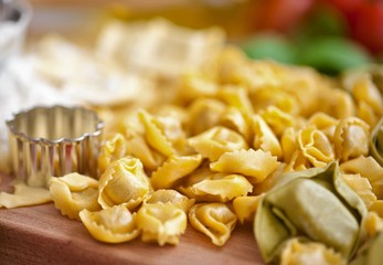  Italian traditional food. Homemade ravioli and Tortellini