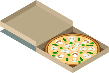 mushroom pizza in box