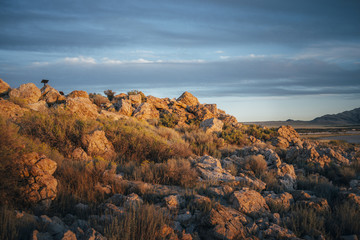 sunset in mountains stones rock