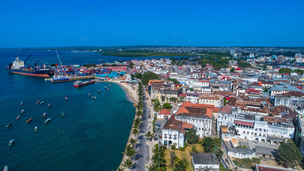 Fototapeta na wymiar Aerial. Stone town, Zanzibar, Tanzania.