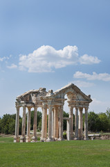 Fototapeta na wymiar Tetrapylon of Aphrodisias ancient city in Aydin Province