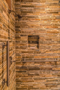 Stone shower with inset © The Hidden Touch