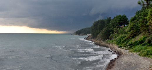 Thunder storm with rain lit