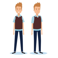 group of youngs men poses styles vector illustration design